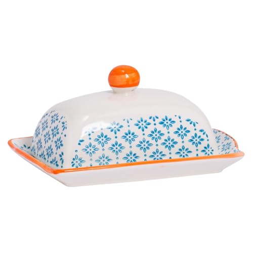 Nicola Spring Handgedrucktes Buttergericht - 18,5 X 12cm - Blau von Nicola Spring