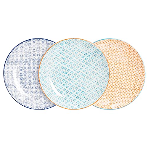 Nicola Spring Handgedruckte Abendessen - 25,5cm - 3 Farben - Pack Von 6 von Nicola Spring