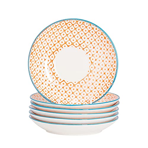 Nicola Spring Handgedruckte Cappuccino -Untertassen - 14,5cm - Orange - 6. Packung von Nicola Spring