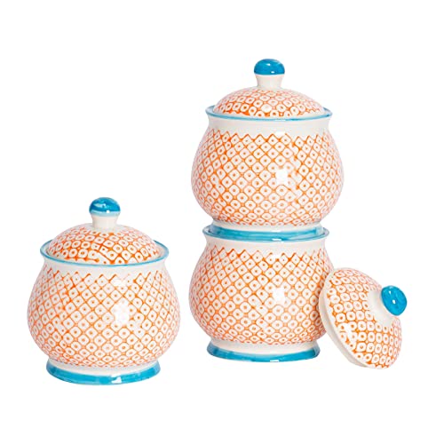 Nicola Spring Handgedruckte Zuckerschalen - 10cm - Orange - Pack Von 3 von Nicola Spring