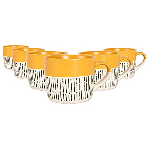 Nicola Spring Getauchte Dash Stoneware Kaffeetassen - 450ml - Gelb - Pack Von 6 von Nicola Spring