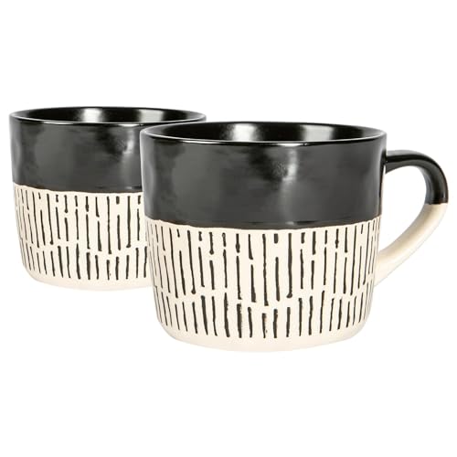 Nicola Spring Getauchte Dash Stoneware Kaffeetassen - 450ml - Schwarz - Pack Von 2 von Nicola Spring