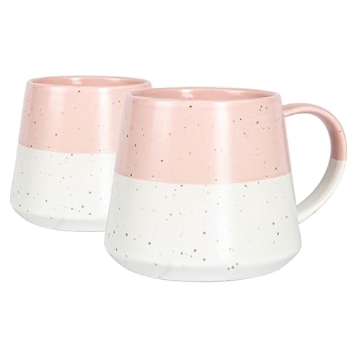 Nicola Spring Getauchte Fleckige Steinzeug -Bauchbecher - 370ml - Staubiges Rosa - Pack Von 2 von Nicola Spring