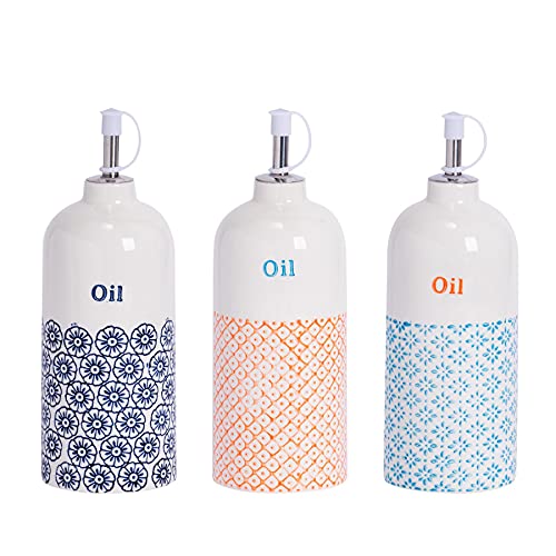 Nicola Spring Handgedruckte Olivenölgießflaschen - 500ml - 3 Farben - Pack Von 3 von Nicola Spring