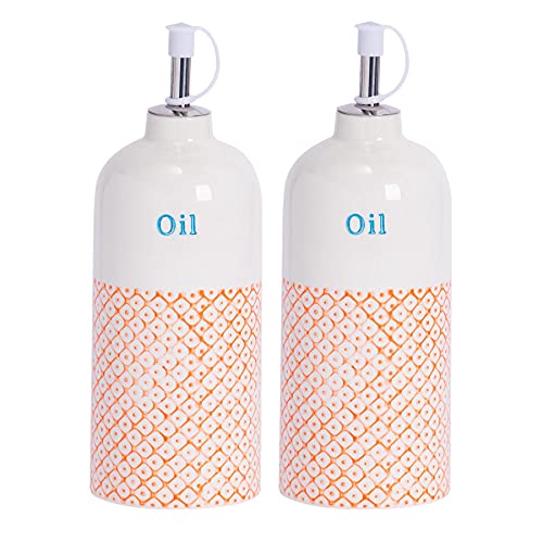 Nicola Spring Handgedruckte Olivenölgießflaschen - 500ml - Orange - Pack Von 2 von Nicola Spring