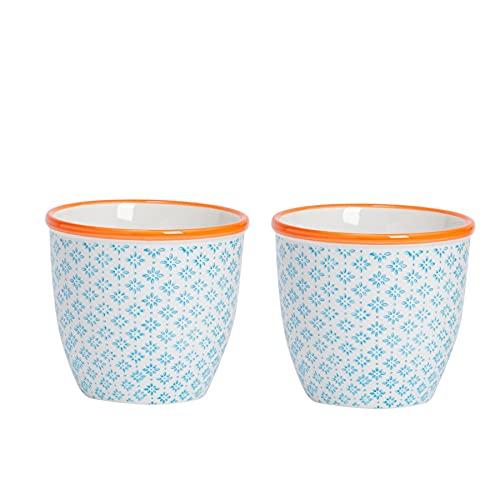 Nicola Spring Handgedruckte Pflanzentöpfe - 14cm - Blau - Pack Von 2 von Nicola Spring