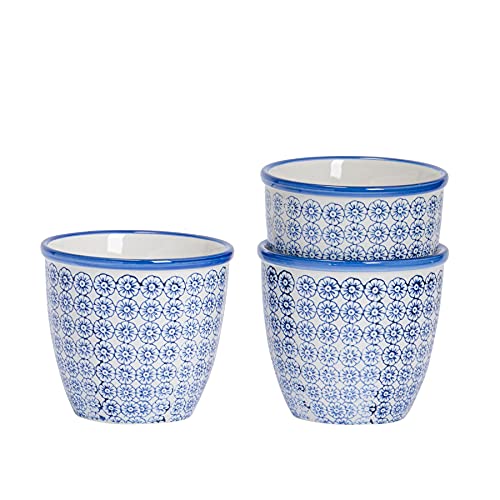 Nicola Spring Handgedruckte Pflanzentöpfe - 14cm - Marine - 3 -Pack Von 3 von Nicola Spring