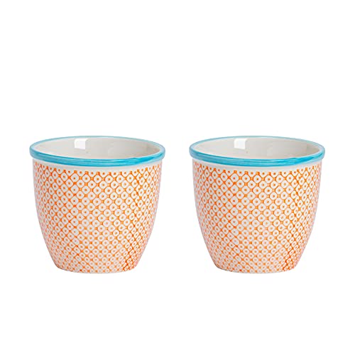 Nicola Spring Handgedruckte Pflanzentöpfe - 14cm - Orange - Pack Von 2 Nicola Spring Handgedruckte Pflanzentöpfe - 14cm - Orange - Pack Von 2 von Nicola Spring