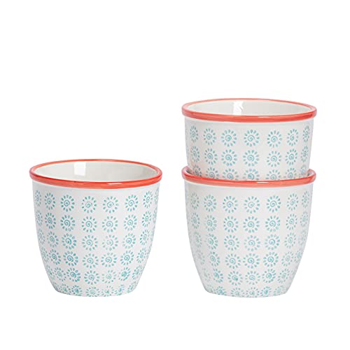 Nicola Spring Handgedruckte Pflanzentöpfe - 14cm - Türkis - Pack Von 3 von Nicola Spring