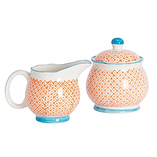 Nicola Spring Handgedruckter Milch Und Zucker -Set - 300ml - Orange Nicola Spring Handgedruckter Milch Und Zucker -Set - 300ml - Orange von Nicola Spring
