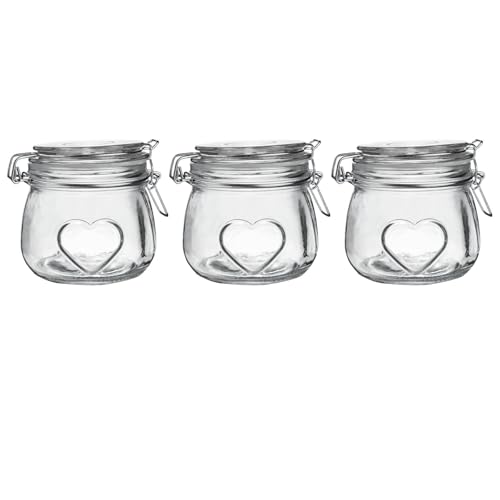 Nicola Spring HerzGlaspeichergläser - 500ml - Klar Seal - Pack Von 3 von Nicola Spring