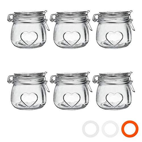 Nicola Spring HerzGlaspeichergläser - 500ml - Klar Seal - Pack Von 6 von Nicola Spring