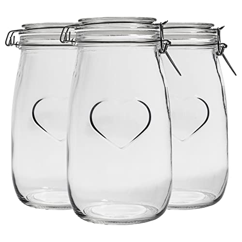 Nicola Spring Herzglas Lagergläser - 1,5L - Weißer Siegel - Pack Von 3 von Nicola Spring