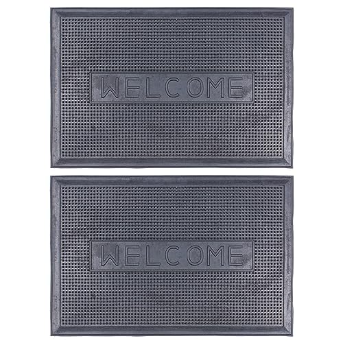 Nicola Spring Hochleistungsgummi -Türmatte - 60cm X 40cm - Schwarz Willkommen - Pack Von 2 von Nicola Spring