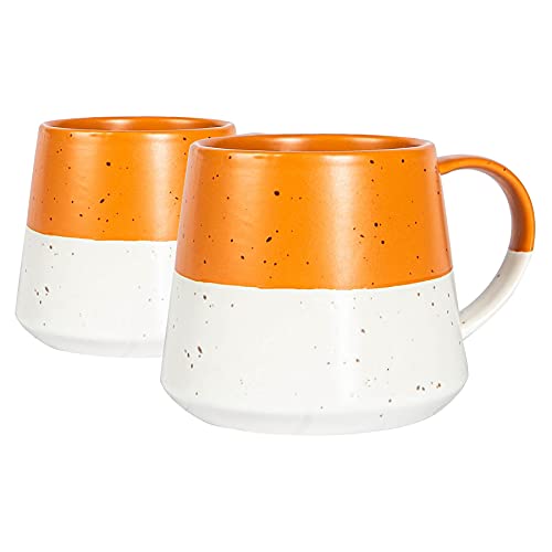 Nicola Spring Getauchte Fleckige Steinzeug -Bauchbecher - 370ml - Verbrannte Orange - Pack Von 2 von Nicola Spring