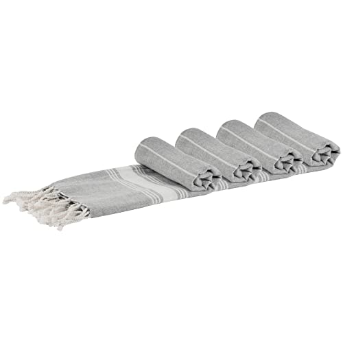 Nicola Spring 100% Türkisch Baumwolle Micro Handtuch Set | Travel Gym Küche Hammam Pestemal Fouta Tee-Tuch - Grau - 4er-Pack von Nicola Spring