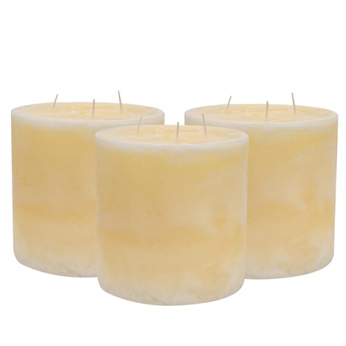 Nicola Spring Runde 3 Docht Vanille -Säulenkerzen - 130 Stunden - Creme - Pack Von 3 von Nicola Spring