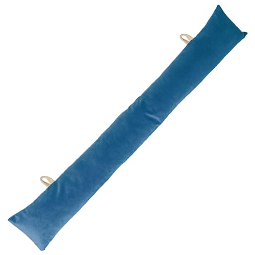 Nicola Spring 1x Blau 60cm x 12cm Samt Zugluftstopper - Lang Haustür Entwurf Ausschluss Stopper Blocker Isolierung Unten Kissen von Nicola Spring