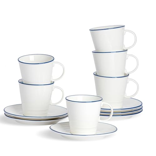 Nicola Spring Weißes Bauernhaus Teetassen & Untertassen Set - 300ml - 12pc von Nicola Spring