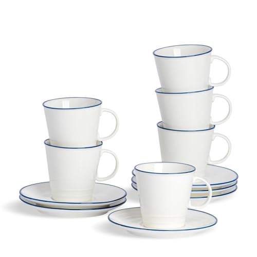 Nicola Spring White Farmhouse Espresso Cup & Saucer -Set - 90ml - 12pc von Nicola Spring