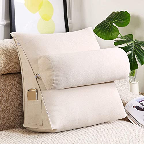 Nicole Knupfer Lesekissen Rückenkissen Kissen Dreieck Rückenlehne Keilkissen Taille Kissen Sofa Bürostuhl Lesen Bett Kissen Keilkissen mit Nackenrolle Fernsehkissen (Cremeweiß,60x50x20cm) von Nicole Knupfer