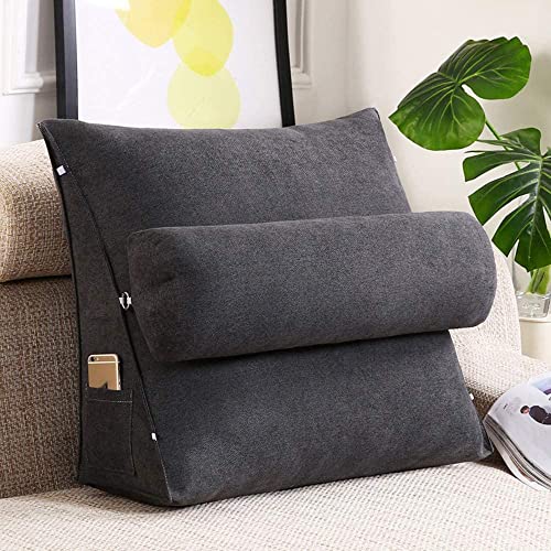 Nicole Knupfer Lesekissen Rückenkissen Kissen Dreieck Rückenlehne Keilkissen Taille Kissen Sofa Bürostuhl Lesen Bett Kissen Keilkissen mit Nackenrolle Fernsehkissen (Schwarzgrau,45x45x20cm) von Nicole Knupfer