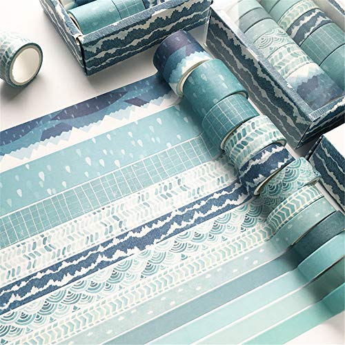 Nicole Knupfer 12 Rollen Washi Tape Set, Dekoratives Klebeband, DIY Papier Tape,Kollektion für Bastler, verschönert Journals, Karten und Scrapbooking (Blau) von Nicole Knupfer