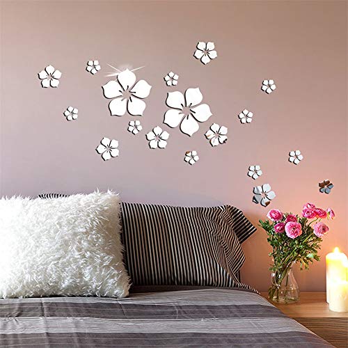 Nicole Knupfer 18 Stück 3D Blumen Wandtattoo Wandsticker Spiegel Aufkleber Wandaufkleber Wanddeko für Wohnzimmer Kinderzimmer Badezimmer Kühlschrank (A) von Nicole Knupfer