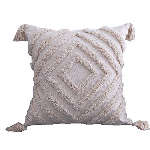 Nicole Knupfer 1PC Dekorative Kissenbezug mit Tassel Fransen Dekokissen Boho Super Weich Kissenbezüge Quaste Decor Kissenhülle für Sofa Couch Schlafzimmer Wohnzimmer (PE20042E-1) von Nicole Knupfer