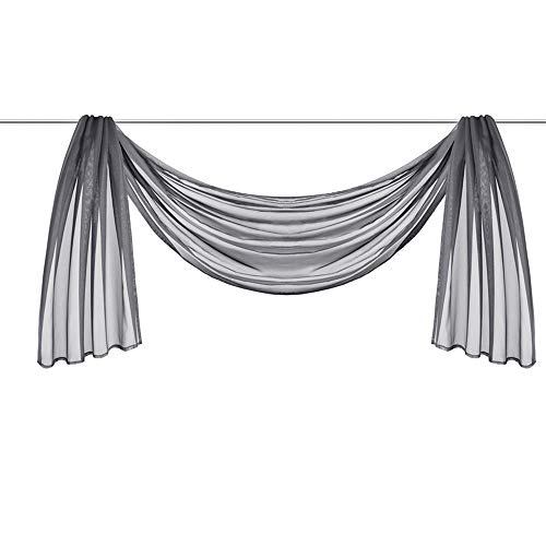 Nicole Knupfer 1er-Pack Querbehang Transparente Voile Schals Deko Einfarbige Gardinen Dekoschals Vorhang für Schlafzimmer Wohnzimmer Hochzeit (55-1 grau,140 * 300cm) von Nicole Knupfer