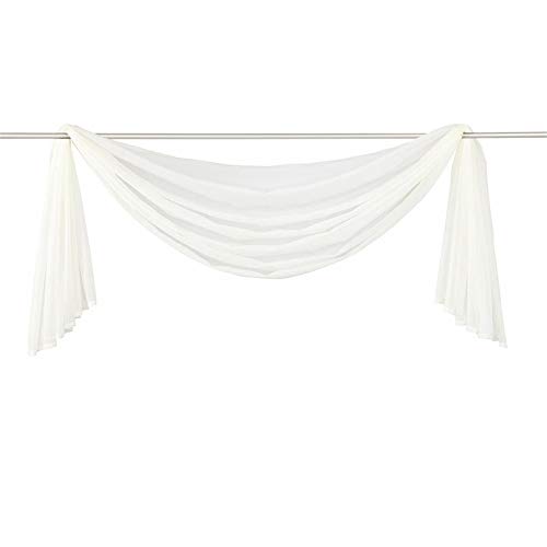 Nicole Knupfer 1er-Pack Querbehang Transparente Voile Schals Deko Einfarbige Gardinen Dekoschals Vorhang für Schlafzimmer Wohnzimmer Hochzeit (Cremeweiß,140 * 300cm) von Nicole Knupfer