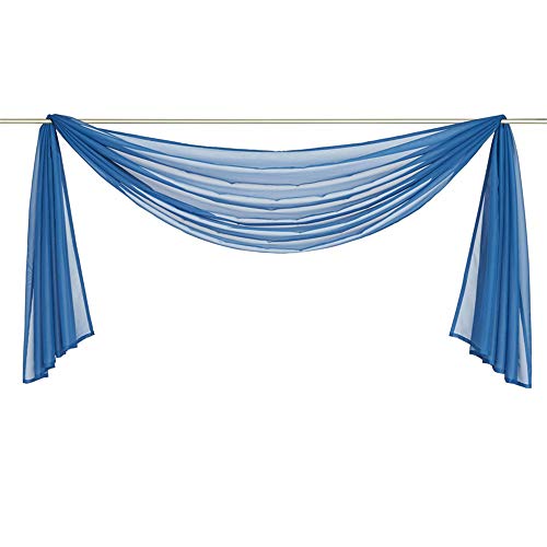 Nicole Knupfer 1er-Pack Querbehang Transparente Voile Schals Deko Einfarbige Gardinen Dekoschals Vorhang für Schlafzimmer Wohnzimmer Hochzeit (TV Blau,140 * 500cm) von Nicole Knupfer