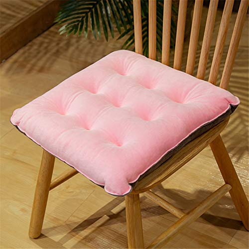 Nicole Knupfer 2er Set Sitzkissen, Stuhlkissen mit Bändern, Samt Kissen Sitzauflage Stuhlauflage für Indoor und Outdoor (Pink,Viereck 45x45 cm) von Nicole Knupfer