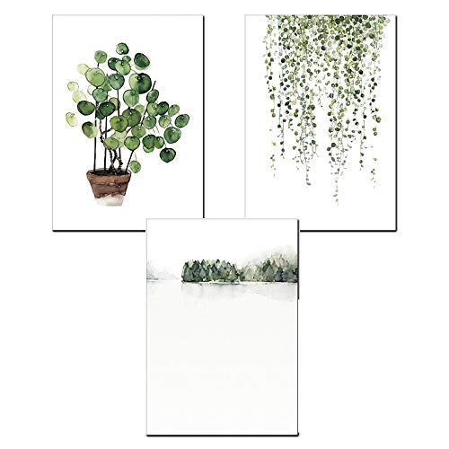 Nicole Knupfer 3 Stück Kunst-Vintage-Poster Druck Botanische grüne Pflanzen Blätter Pop Illustration Wanddekoration (C,30 x 40 cm) von Nicole Knupfer