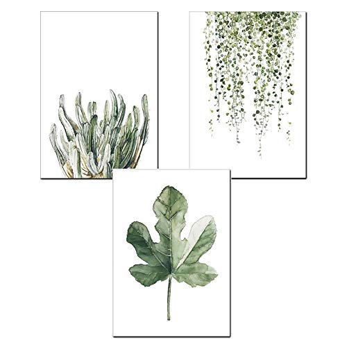Nicole Knupfer Vintage-Posterdruck, botanische grüne Pflanzen, Blätter, Pop-Illustration, Wanddekoration (D, 40 x 50 cm), 3 Stück von Nicole Knupfer