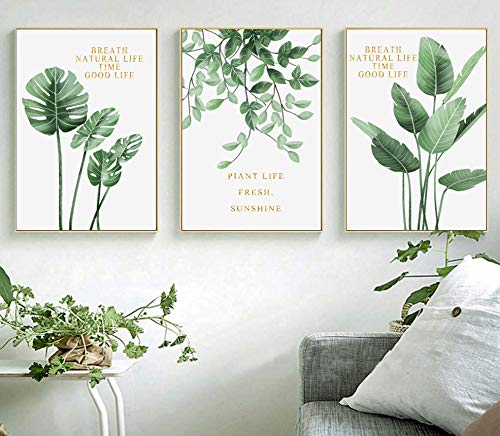 Nicole Knupfer 3-teiliges Poster-Set, Grüne Blätter Bilder Kunstdruck Wandbilder Dekoration für Wohnzimmer Schlafzimmer Modern Fine Art (ohne Rahmen) (D,21x30cm) von Nicole Knupfer