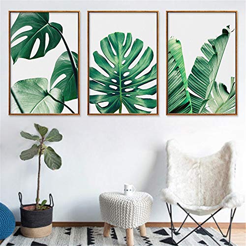 Nicole Knupfer 3-teiliges Poster-Set, Grüne Blätter Bilder Kunstdruck Wandbilder Dekoration für Wohnzimmer Schlafzimmer Modern Fine Art (ohne Rahmen) (E,40x60cm) von Nicole Knupfer