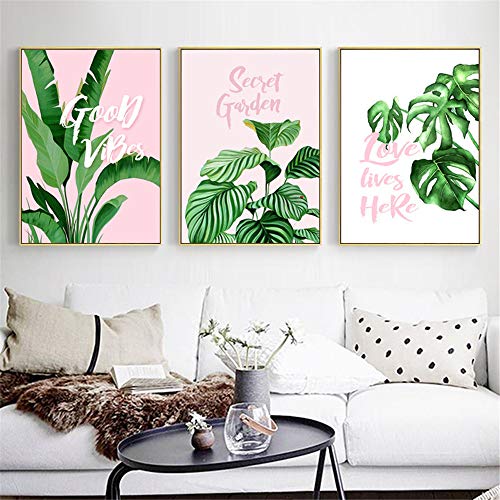 Nicole Knupfer 3-teiliges Poster-Set, Grüne Blätter Bilder Kunstdruck Wandbilder Dekoration für Wohnzimmer Schlafzimmer Modern Fine Art (ohne Rahmen) (G,30x40cm) von Nicole Knupfer