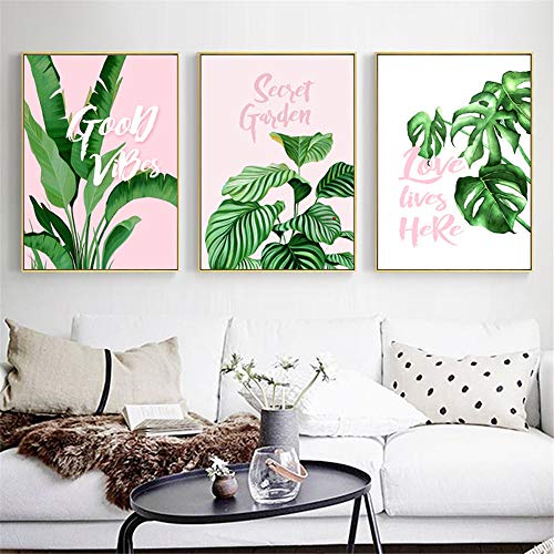 Nicole Knupfer 3-teiliges Poster-Set, Grüne Blätter Bilder Kunstdruck Wandbilder Dekoration für Wohnzimmer Schlafzimmer Modern Fine Art (ohne Rahmen) (G,40x60cm) von Nicole Knupfer