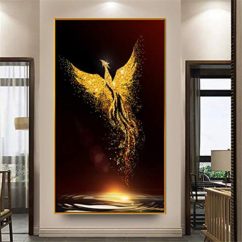 Nicole Knupfer 5D Diamant Painting Set, Goldener Phönix DIY Runder Full Diamant Malerei Stickpackungen, Kreuzstich Arts Craft für Home Wand Decor (60x120cm) von Nicole Knupfer