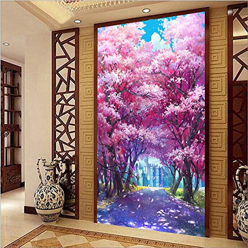 Nicole Knupfer 5D Diamond Painting, Kirschbaum Kirschblüte Landschaft, Full Bohrer Diamant Set Zeichnung Großer DIY Stickerei Wohnung Dekoration (60x120cm) von Nicole Knupfer