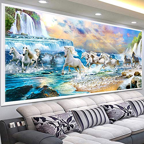 Nicole Knupfer 5D Diamond Painting Rhinestone Pferd Diamant Painting Kit Crystal Strass Handwerk Malerei DIY Mosaik Bild Handarbeit Basteln Wohnkultur (180x70cm) von Nicole Knupfer