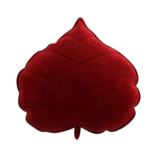 Nicole Knupfer Blatt Plüsch Kissen Pflanze Dekokissen weichem Spielwaren 3D Plüschtier Geburstagsgeschenke Zierkissen (Weinrot,50CM) von Nicole Knupfer