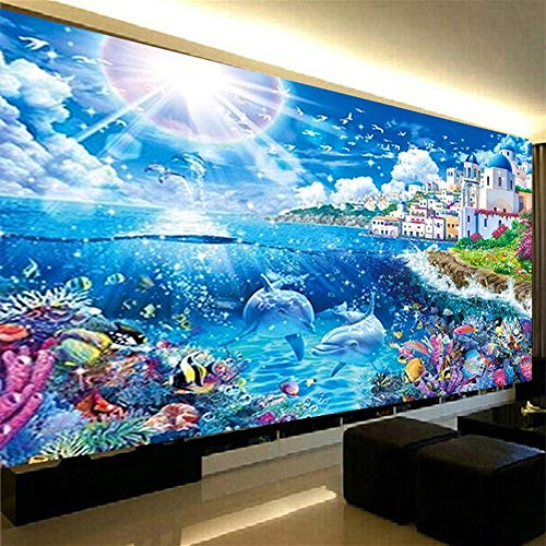 Nicole Knupfer DIY 5D Diamant Malerei Unterwasserwelt, Diamond Painting Delfin Full Kristall Strass Stickerei Bilder Wohnzimmer Dekor Wand Aufkleber (100 * 60cm) von Nicole Knupfer