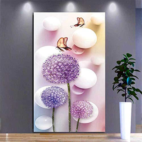 Nicole Knupfer DIY 5D Diamond Painting, Malen nach Zahlen Diamant, lila Löwenzahn, Schmetterlin DIY Diamant Gemälde Bilder Wall Decoration (45X80cm) von Nicole Knupfer