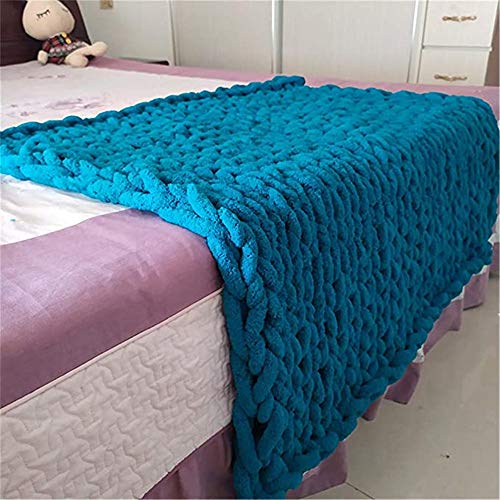 Nicole Knupfer Decke Grob Gestrickte Kuscheldecke Grobstrick Wolldecke Tagesdecke Strickdecke Überwurf Zuhause Dekor Geschenk (Blauer See,100 * 120cm) von Nicole Knupfer