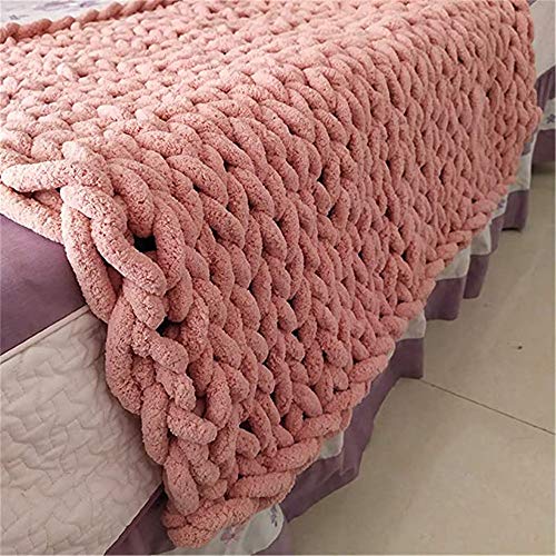 Nicole Knupfer Decke Grob Gestrickte Kuscheldecke Grobstrick Wolldecke Tagesdecke Strickdecke Überwurf Zuhause Dekor Geschenk (Dunkelrosa,50 * 50cm) von Nicole Knupfer