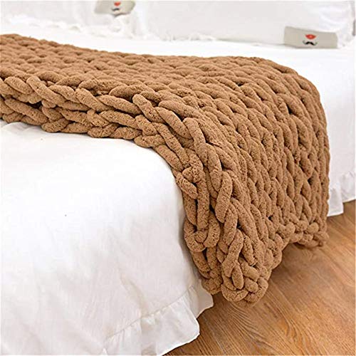 Nicole Knupfer Decke Grob Gestrickte Kuscheldecke Grobstrick Wolldecke Tagesdecke Strickdecke Überwurf Zuhause Dekor Geschenk (Kaffee,120 * 150cm) von Nicole Knupfer