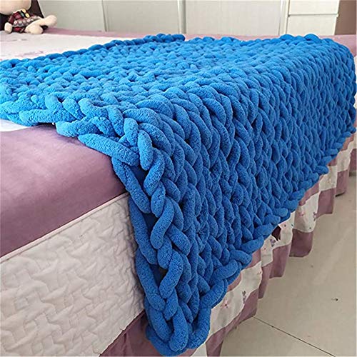 Nicole Knupfer Decke Grob Gestrickte Kuscheldecke Grobstrick Wolldecke Tagesdecke Strickdecke Überwurf Zuhause Dekor Geschenk (Königsblau,50 * 50cm) von Nicole Knupfer