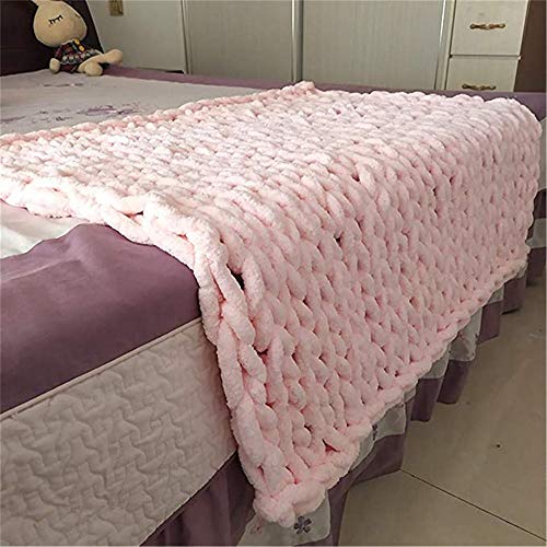 Nicole Knupfer Decke Grob Gestrickte Kuscheldecke Grobstrick Wolldecke Tagesdecke Strickdecke Überwurf Zuhause Dekor Geschenk (Rosa,100 * 120cm) von Nicole Knupfer